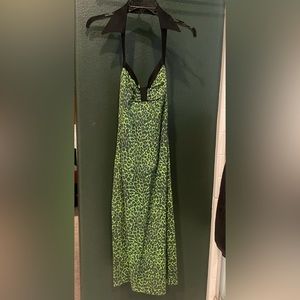 RARE FIND! Green leopard Deadly Dames pinup wiggle dress